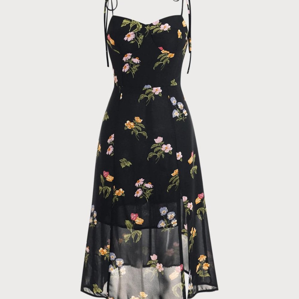 Rihoas Floral Tie Shoulder Cami Dress